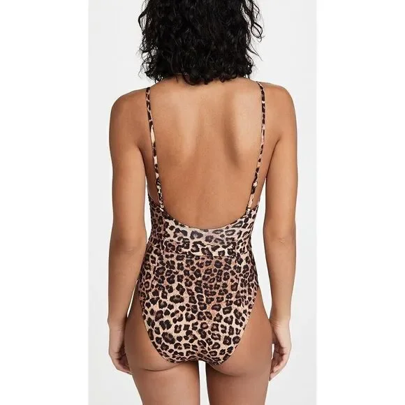 Good American GSW0020 Women's Sz 1/S Leopard Print Showoff 1-Pc Swimsuit - Picture 11 of 12